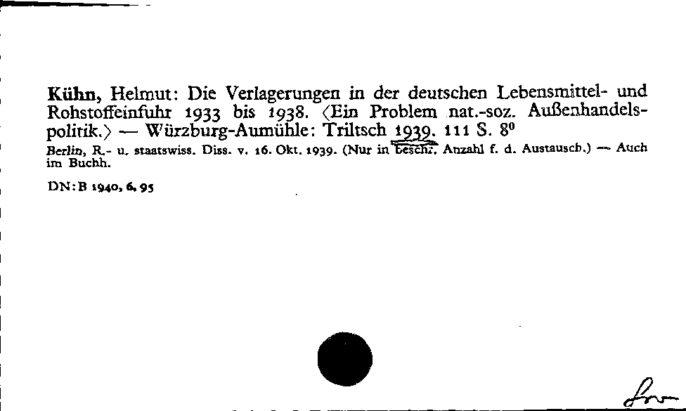 [Katalogkarte Dissertationenkatalog bis 1980]