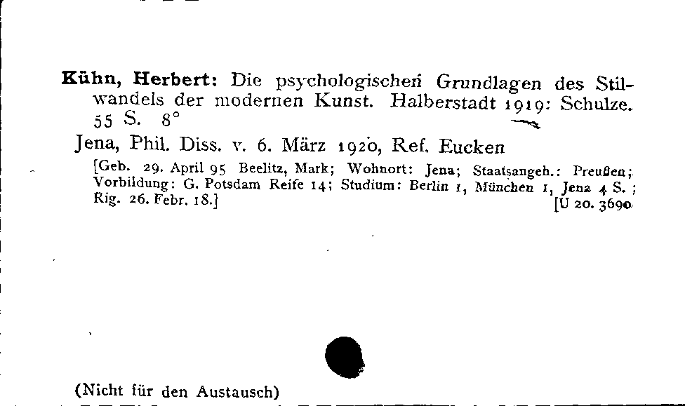 [Katalogkarte Dissertationenkatalog bis 1980]