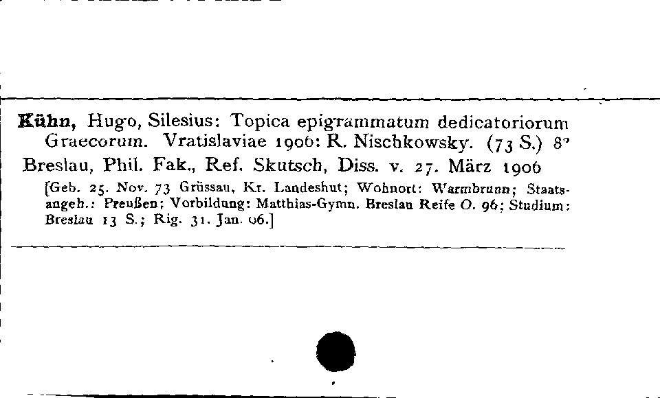 [Katalogkarte Dissertationenkatalog bis 1980]