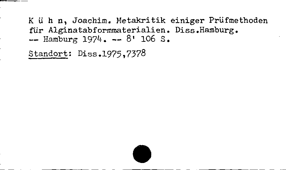 [Katalogkarte Dissertationenkatalog bis 1980]