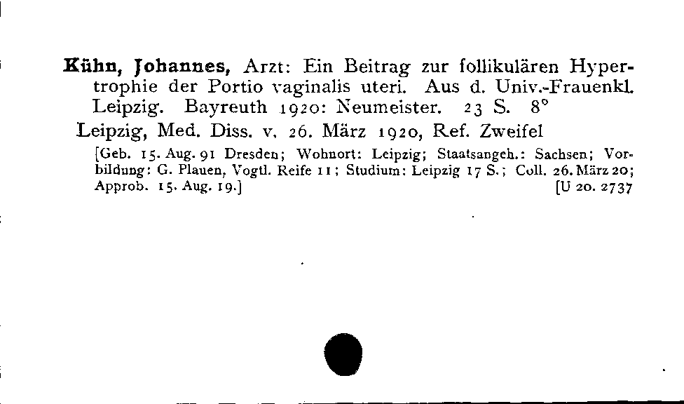 [Katalogkarte Dissertationenkatalog bis 1980]