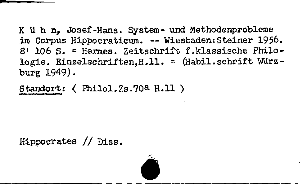 [Katalogkarte Dissertationenkatalog bis 1980]