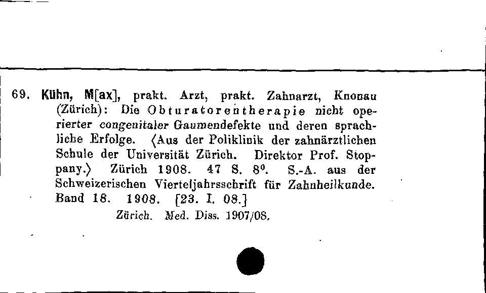 [Katalogkarte Dissertationenkatalog bis 1980]