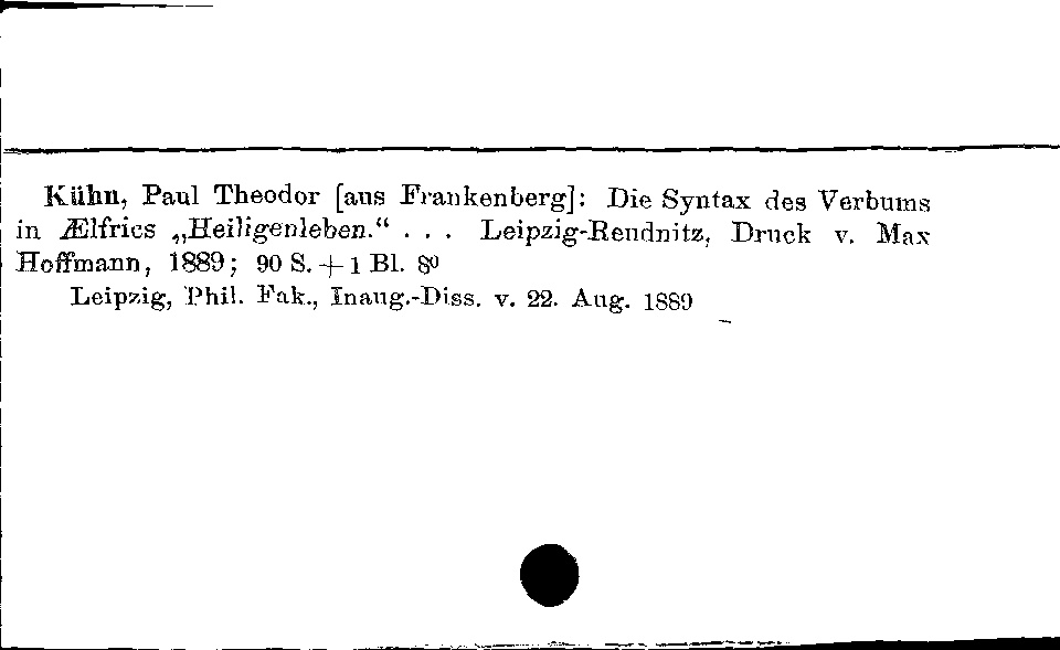 [Katalogkarte Dissertationenkatalog bis 1980]