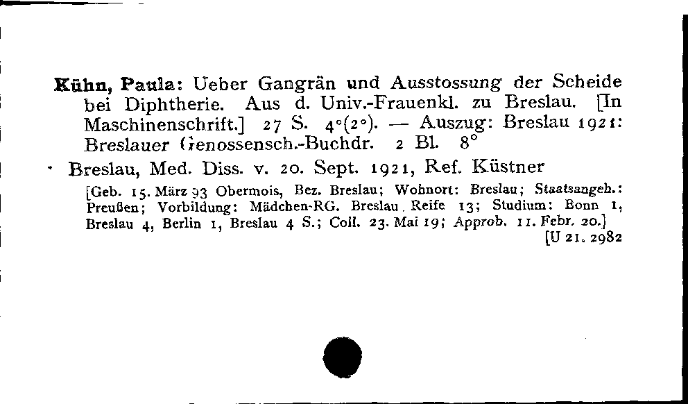 [Katalogkarte Dissertationenkatalog bis 1980]