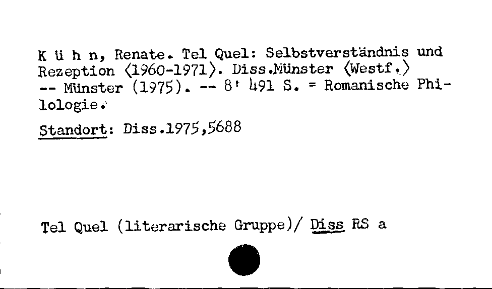 [Katalogkarte Dissertationenkatalog bis 1980]