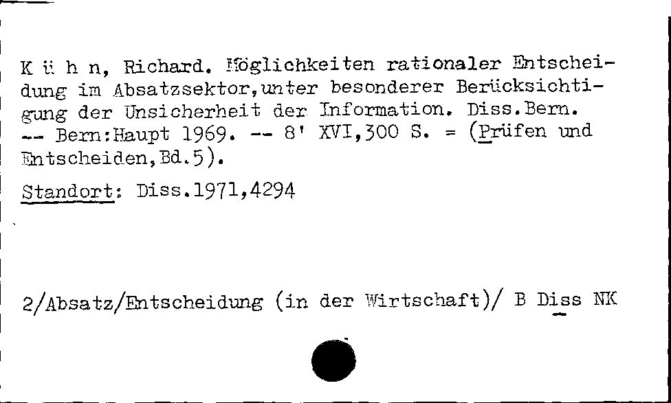 [Katalogkarte Dissertationenkatalog bis 1980]