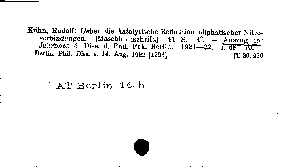 [Katalogkarte Dissertationenkatalog bis 1980]