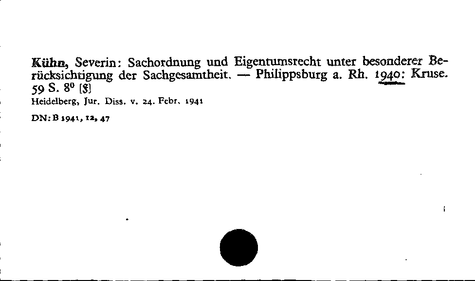 [Katalogkarte Dissertationenkatalog bis 1980]