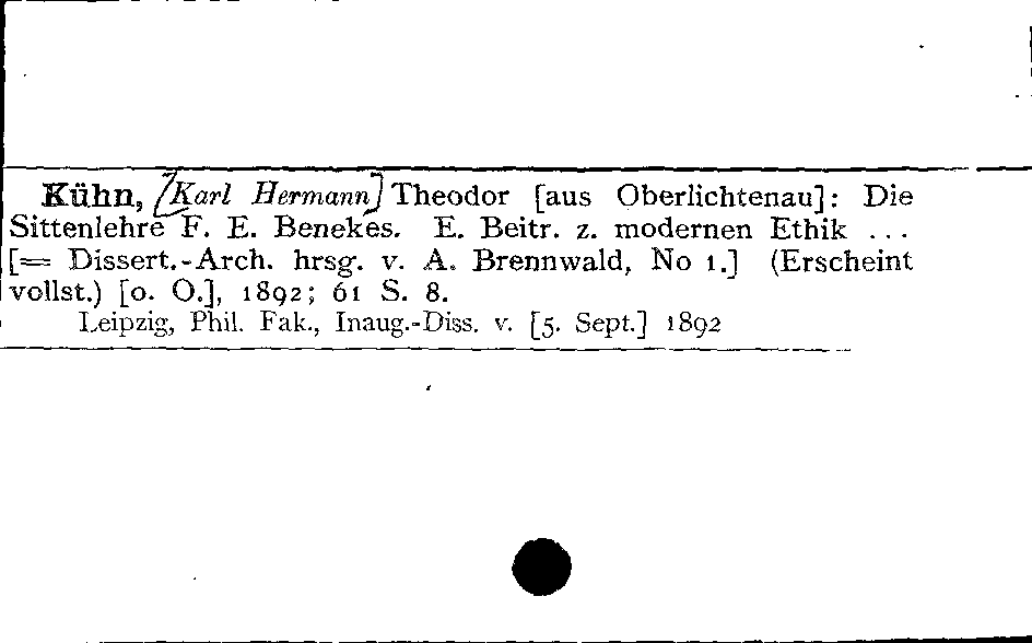 [Katalogkarte Dissertationenkatalog bis 1980]