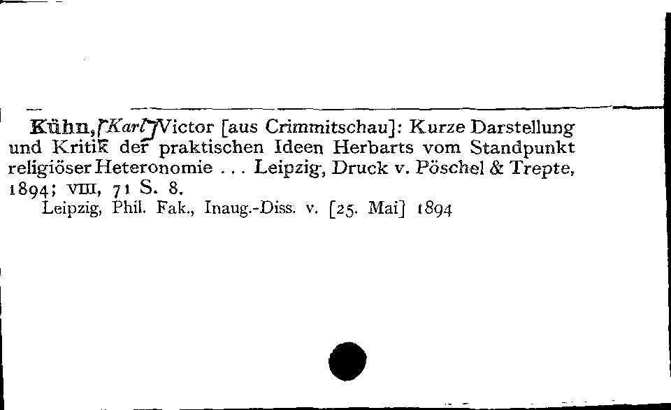 [Katalogkarte Dissertationenkatalog bis 1980]