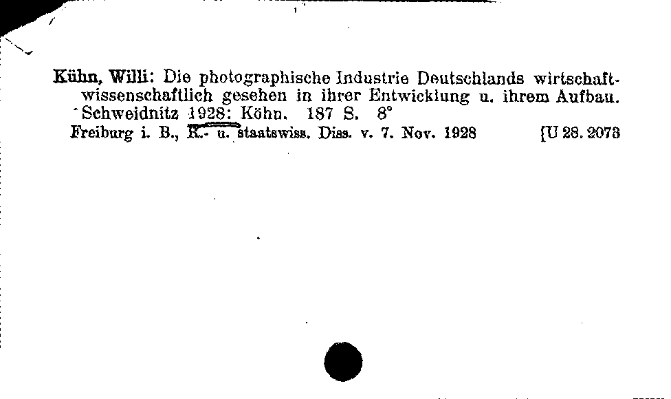 [Katalogkarte Dissertationenkatalog bis 1980]