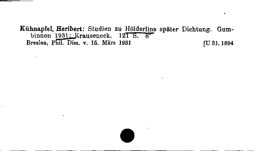 [Katalogkarte Dissertationenkatalog bis 1980]