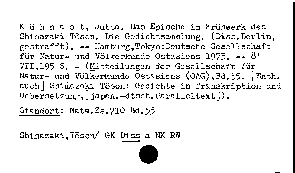 [Katalogkarte Dissertationenkatalog bis 1980]