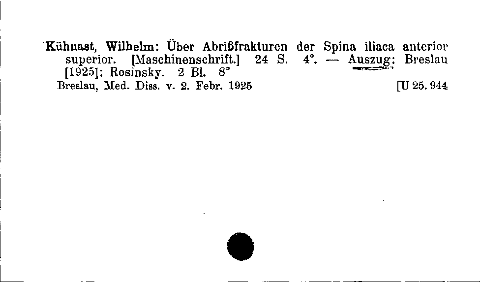 [Katalogkarte Dissertationenkatalog bis 1980]