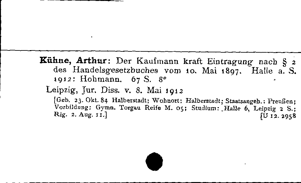 [Katalogkarte Dissertationenkatalog bis 1980]