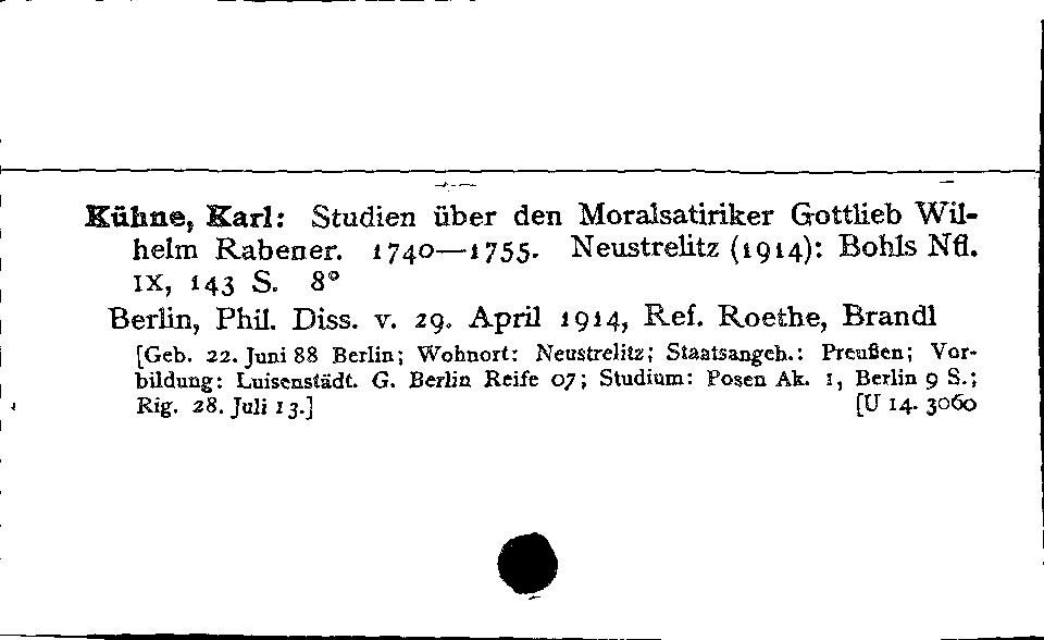 [Katalogkarte Dissertationenkatalog bis 1980]