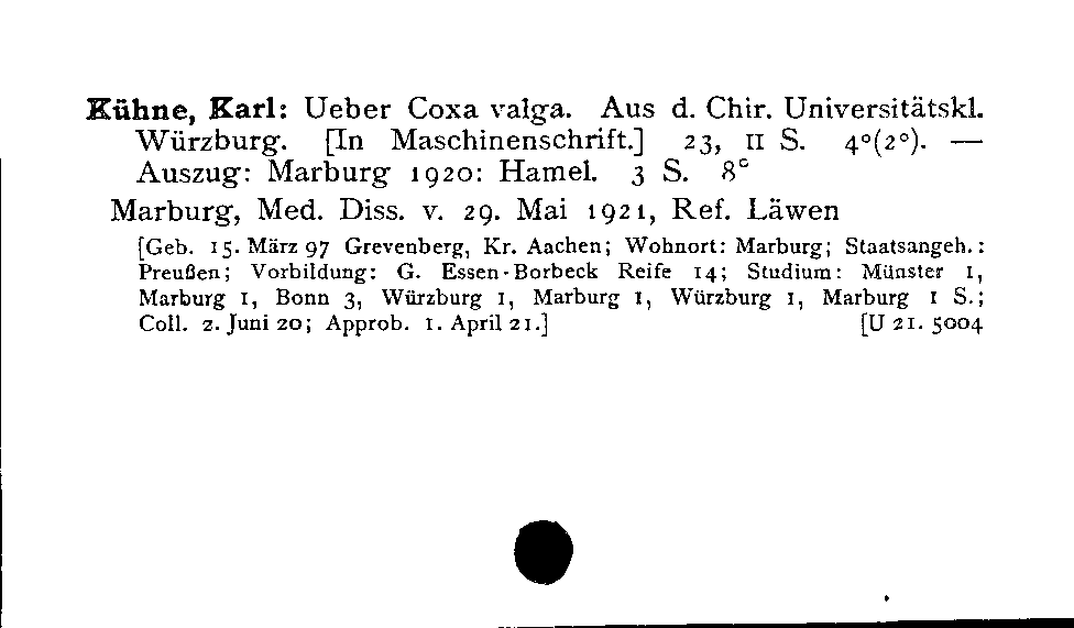 [Katalogkarte Dissertationenkatalog bis 1980]