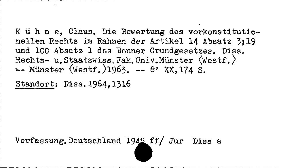 [Katalogkarte Dissertationenkatalog bis 1980]