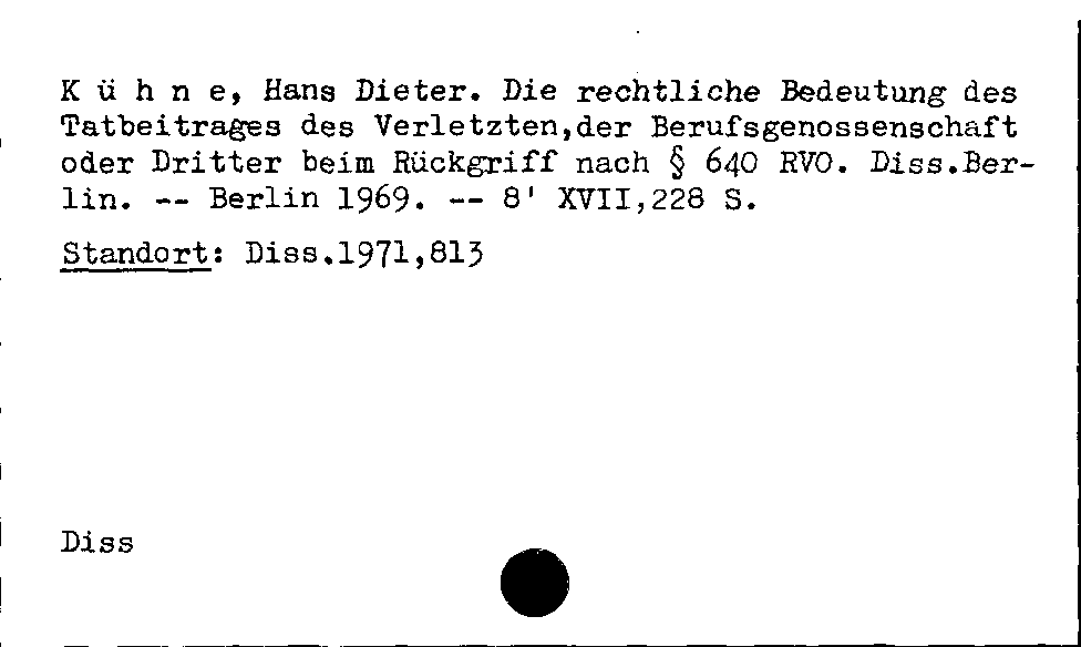 [Katalogkarte Dissertationenkatalog bis 1980]