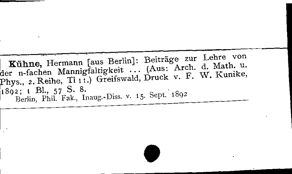 [Katalogkarte Dissertationenkatalog bis 1980]