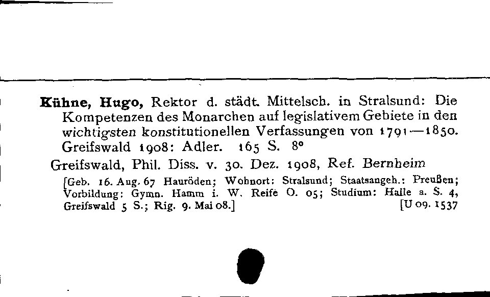 [Katalogkarte Dissertationenkatalog bis 1980]