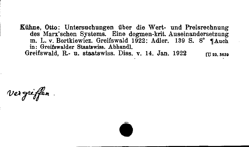 [Katalogkarte Dissertationenkatalog bis 1980]