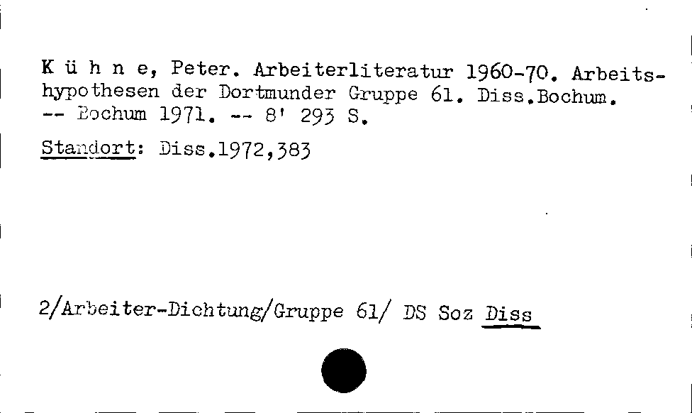 [Katalogkarte Dissertationenkatalog bis 1980]