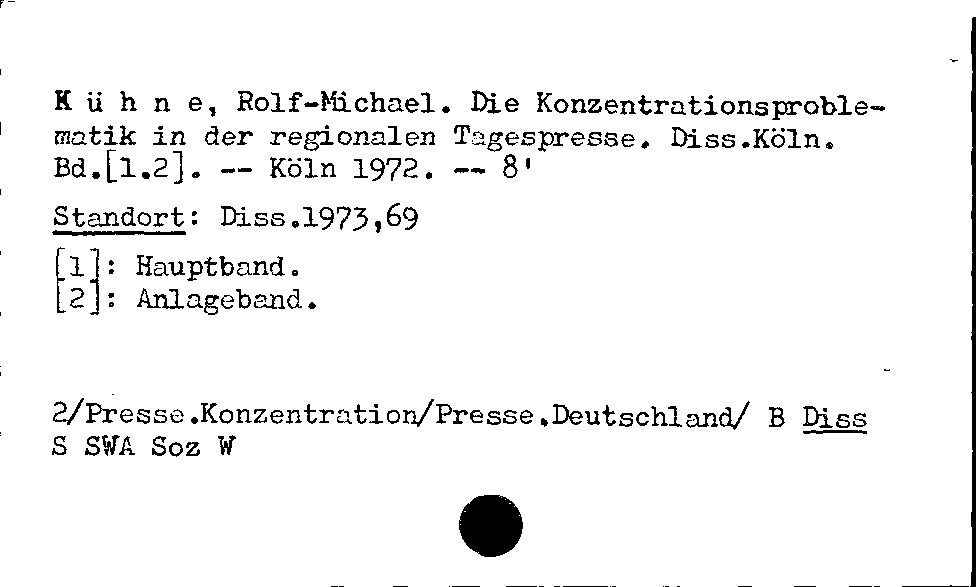 [Katalogkarte Dissertationenkatalog bis 1980]