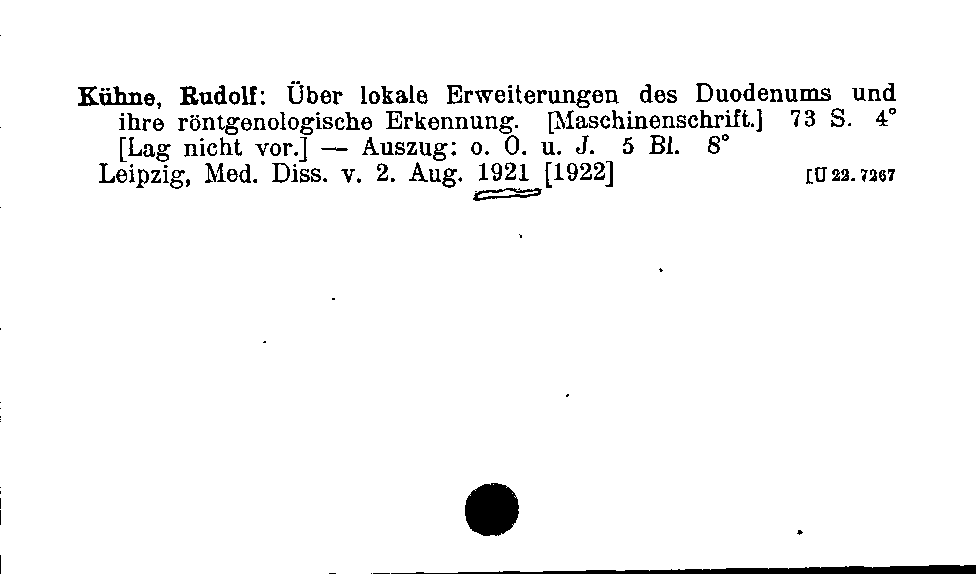 [Katalogkarte Dissertationenkatalog bis 1980]