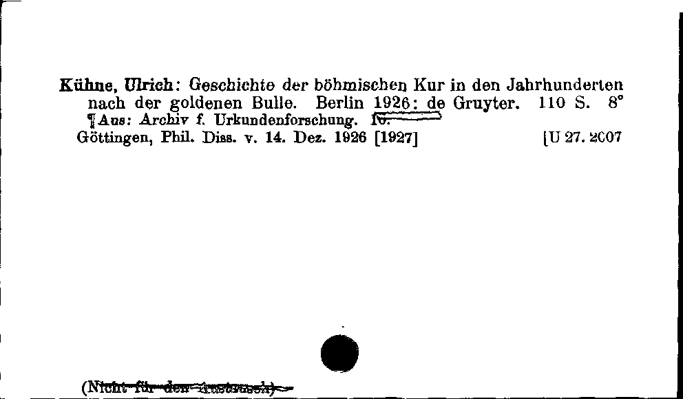 [Katalogkarte Dissertationenkatalog bis 1980]