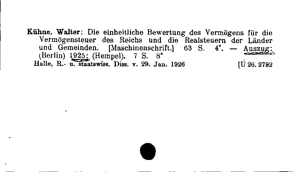 [Katalogkarte Dissertationenkatalog bis 1980]