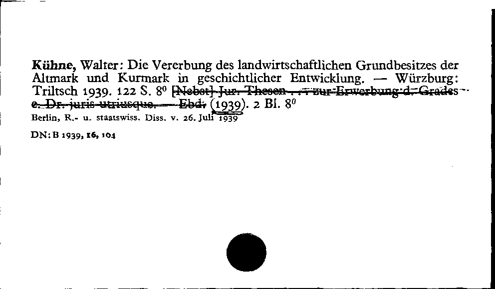 [Katalogkarte Dissertationenkatalog bis 1980]