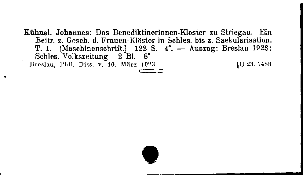 [Katalogkarte Dissertationenkatalog bis 1980]