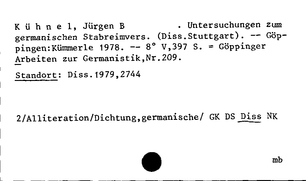 [Katalogkarte Dissertationenkatalog bis 1980]