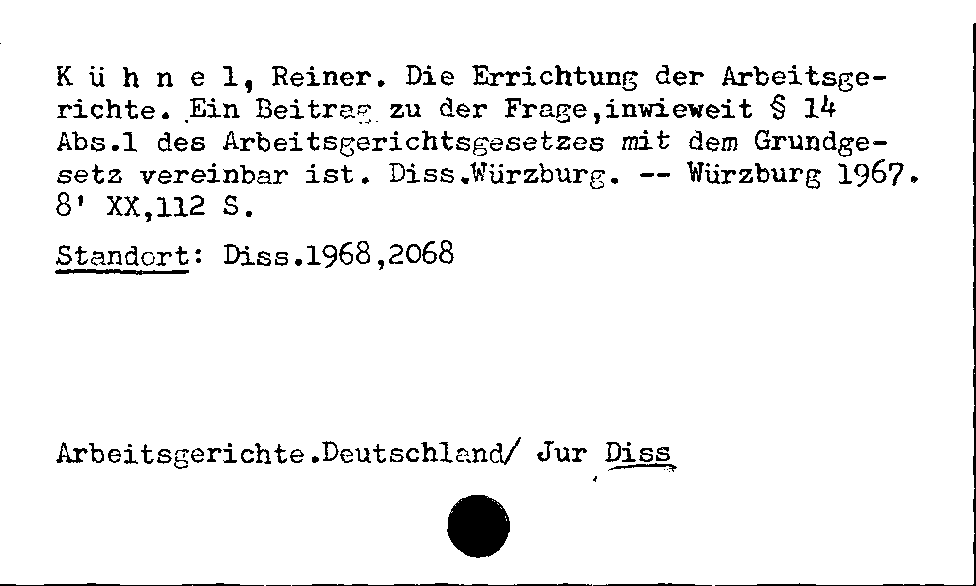 [Katalogkarte Dissertationenkatalog bis 1980]