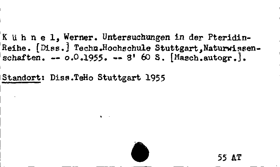 [Katalogkarte Dissertationenkatalog bis 1980]