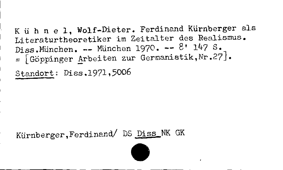 [Katalogkarte Dissertationenkatalog bis 1980]