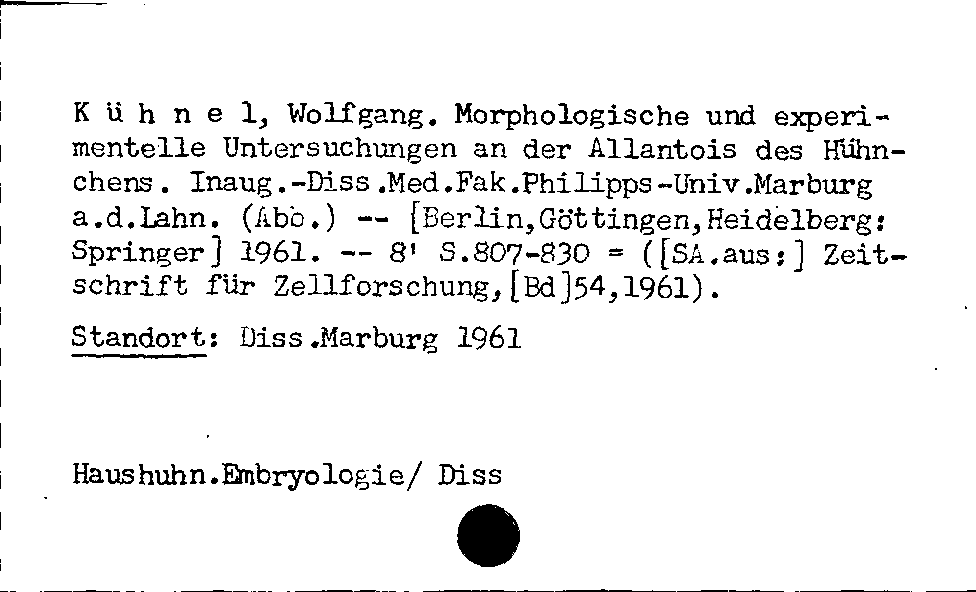 [Katalogkarte Dissertationenkatalog bis 1980]