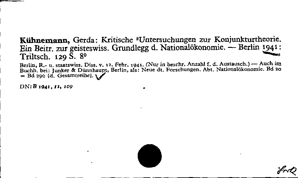 [Katalogkarte Dissertationenkatalog bis 1980]