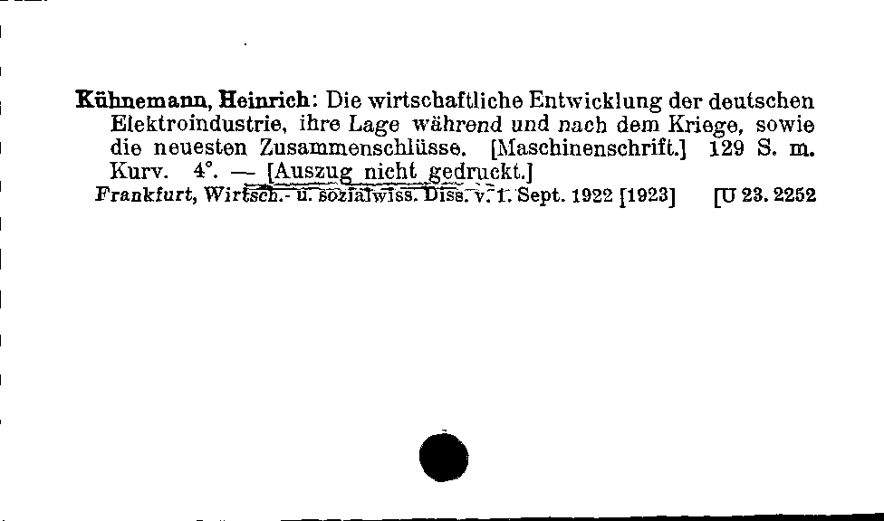 [Katalogkarte Dissertationenkatalog bis 1980]