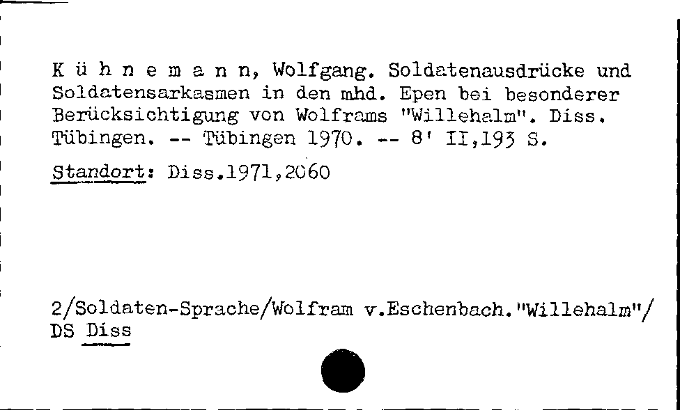 [Katalogkarte Dissertationenkatalog bis 1980]