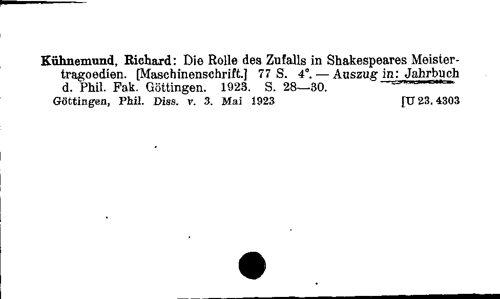 [Katalogkarte Dissertationenkatalog bis 1980]