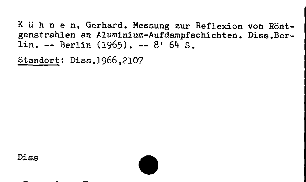 [Katalogkarte Dissertationenkatalog bis 1980]