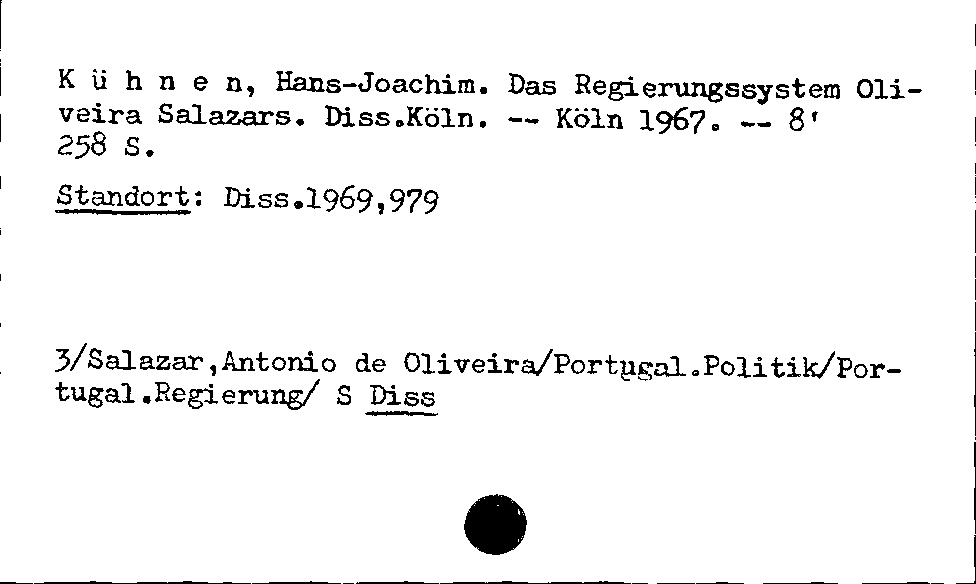 [Katalogkarte Dissertationenkatalog bis 1980]