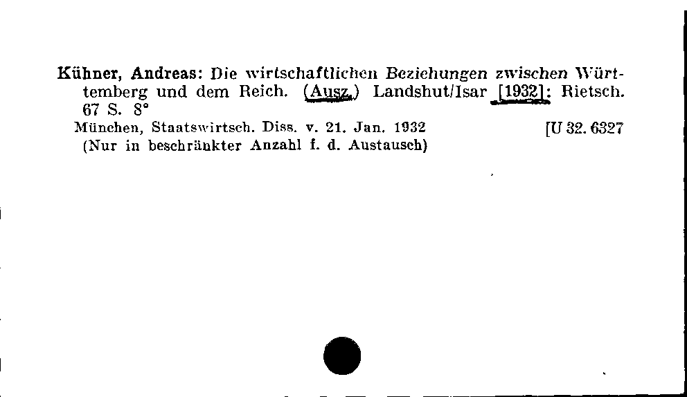 [Katalogkarte Dissertationenkatalog bis 1980]