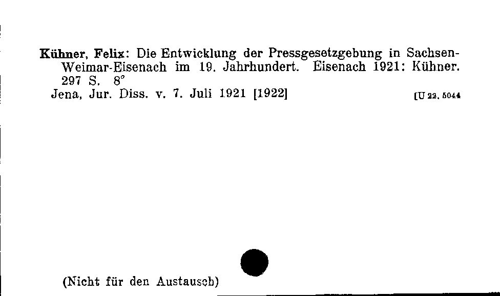 [Katalogkarte Dissertationenkatalog bis 1980]