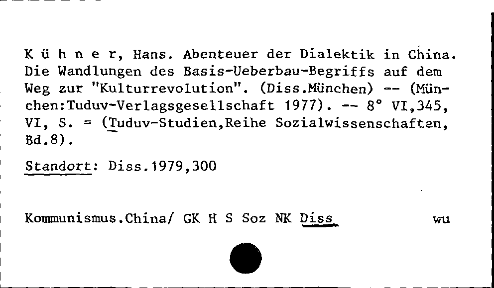 [Katalogkarte Dissertationenkatalog bis 1980]