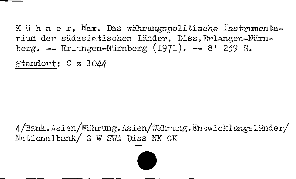 [Katalogkarte Dissertationenkatalog bis 1980]