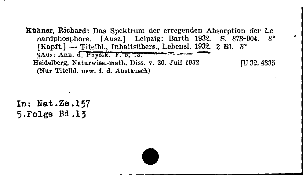 [Katalogkarte Dissertationenkatalog bis 1980]